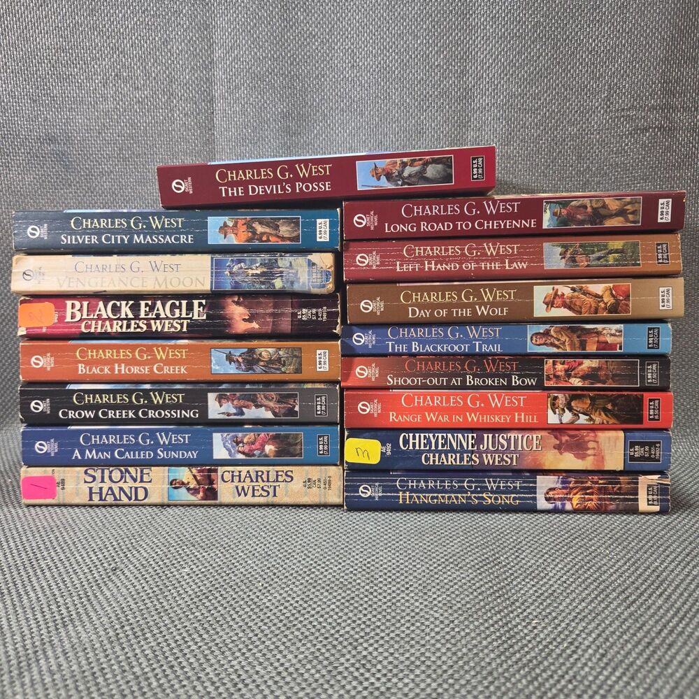 Lot of 16 Charles G. West Western PBBs Signet Frontier & Mountain Man Fiction